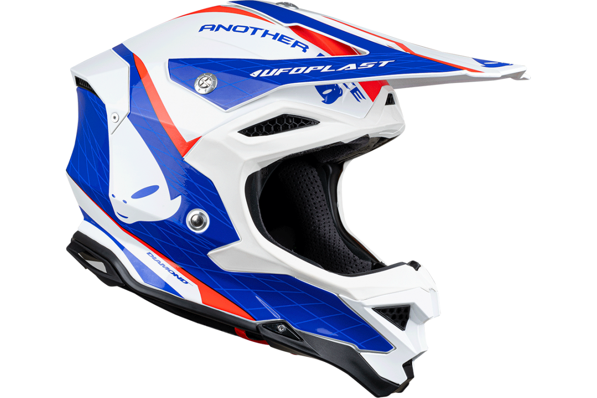 Casco de motocross UFOplast DIAMOND™ ♦ BLANCO,ROJO&AZUL