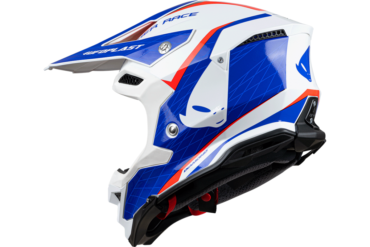 Casco de motocross UFOplast DIAMOND™ ♦ BLANCO,ROJO&AZUL