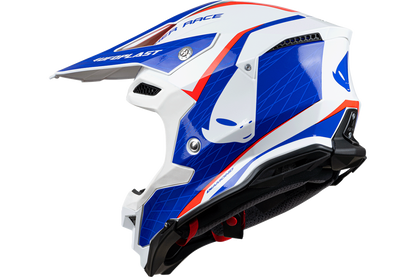 Casco de motocross UFOplast DIAMOND™ ♦ BLANCO,ROJO&AZUL