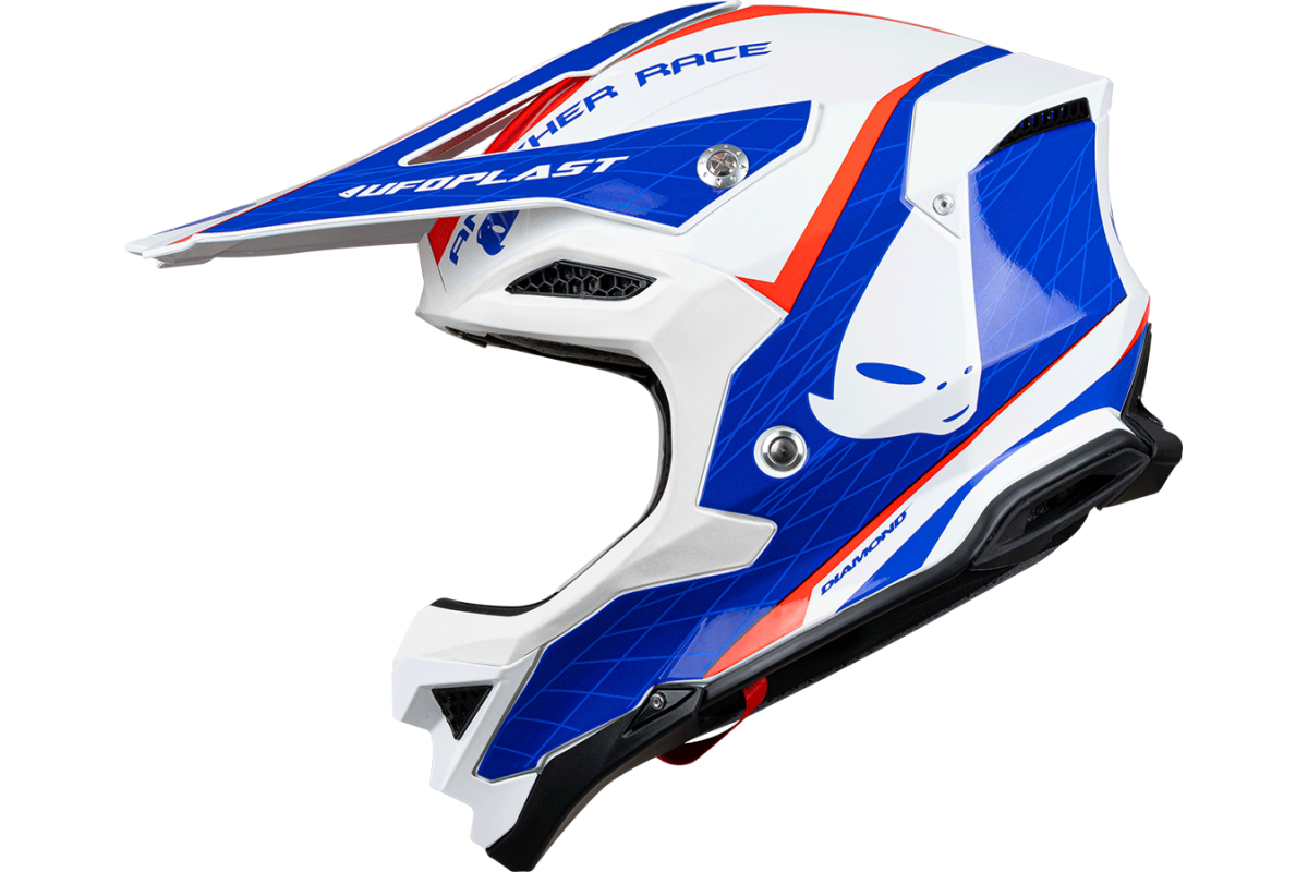 Casco de motocross UFOplast DIAMOND™ ♦ BLANCO,ROJO&AZUL