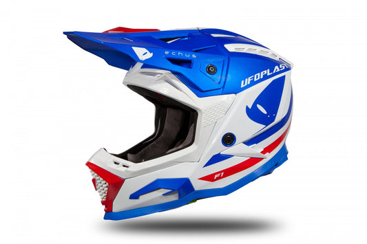 Casco de motocross UFOplast ECHUS™ ♘ BLANCO,ROJO&AZUL