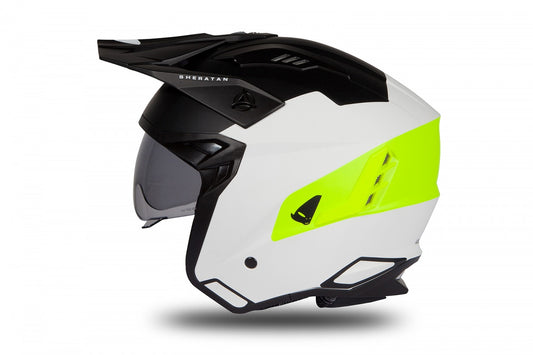 Casco abierto UFOplast SHERATAN™ ✈ BLANCO,NEGRO&FLUO