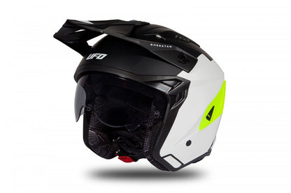 Casco abierto UFOplast SHERATAN™ ✈ BLANCO,NEGRO&FLUO