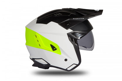 Casco abierto UFOplast SHERATAN™ ✈ BLANCO,NEGRO&FLUO