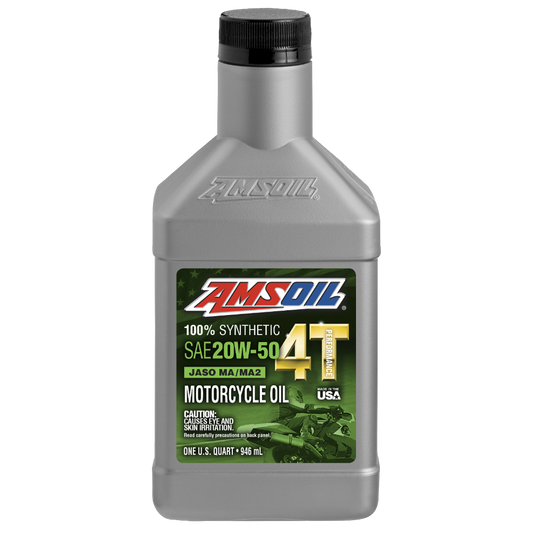 Aceite 100% sintético AMSOIL™ para motos 4T • MC4 HIGH PERFORMANCE 20W50 • 1qt.