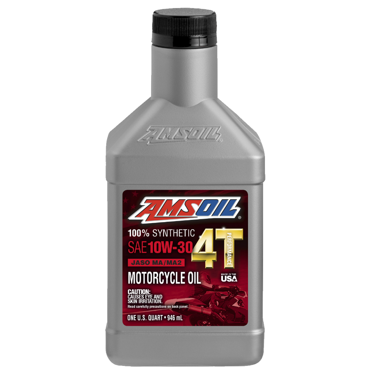 Aceite 100% sintético AMSOIL™ para motos 4T • MC4 HIGH PERFORMANCE 10W30 • 1qt.