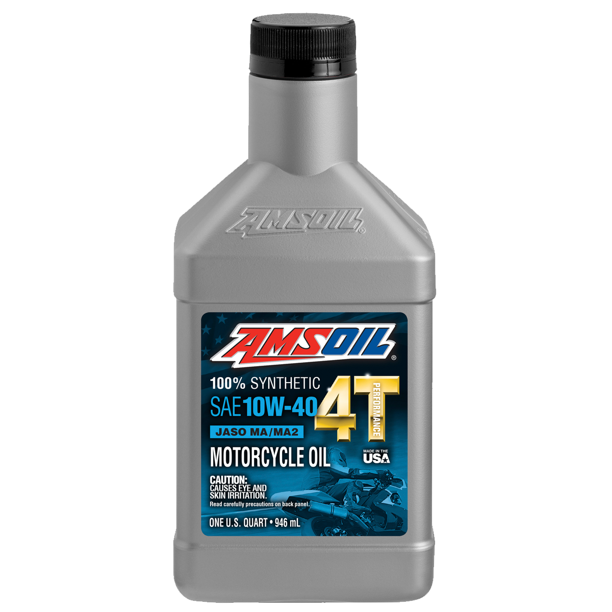 Aceite 100% sintético AMSOIL™ para motos 4T • MC4 HIGH PERFORMANCE 10W40 • 1qt.