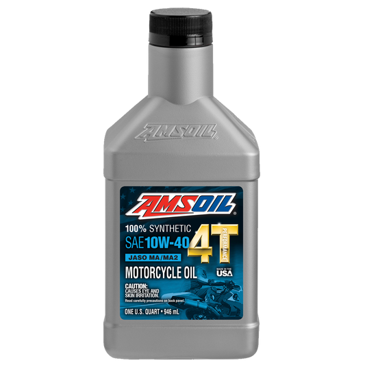 Aceite 100% sintético AMSOIL™ para motos 4T • MC4 HIGH PERFORMANCE 10W40 • 1qt.